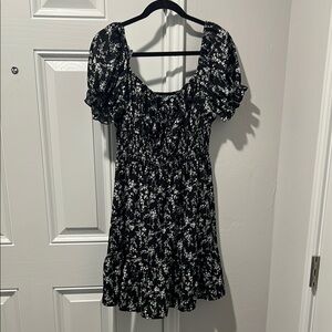 Amazon Black and White Ruffled Puff Sleeve Mini Sundress